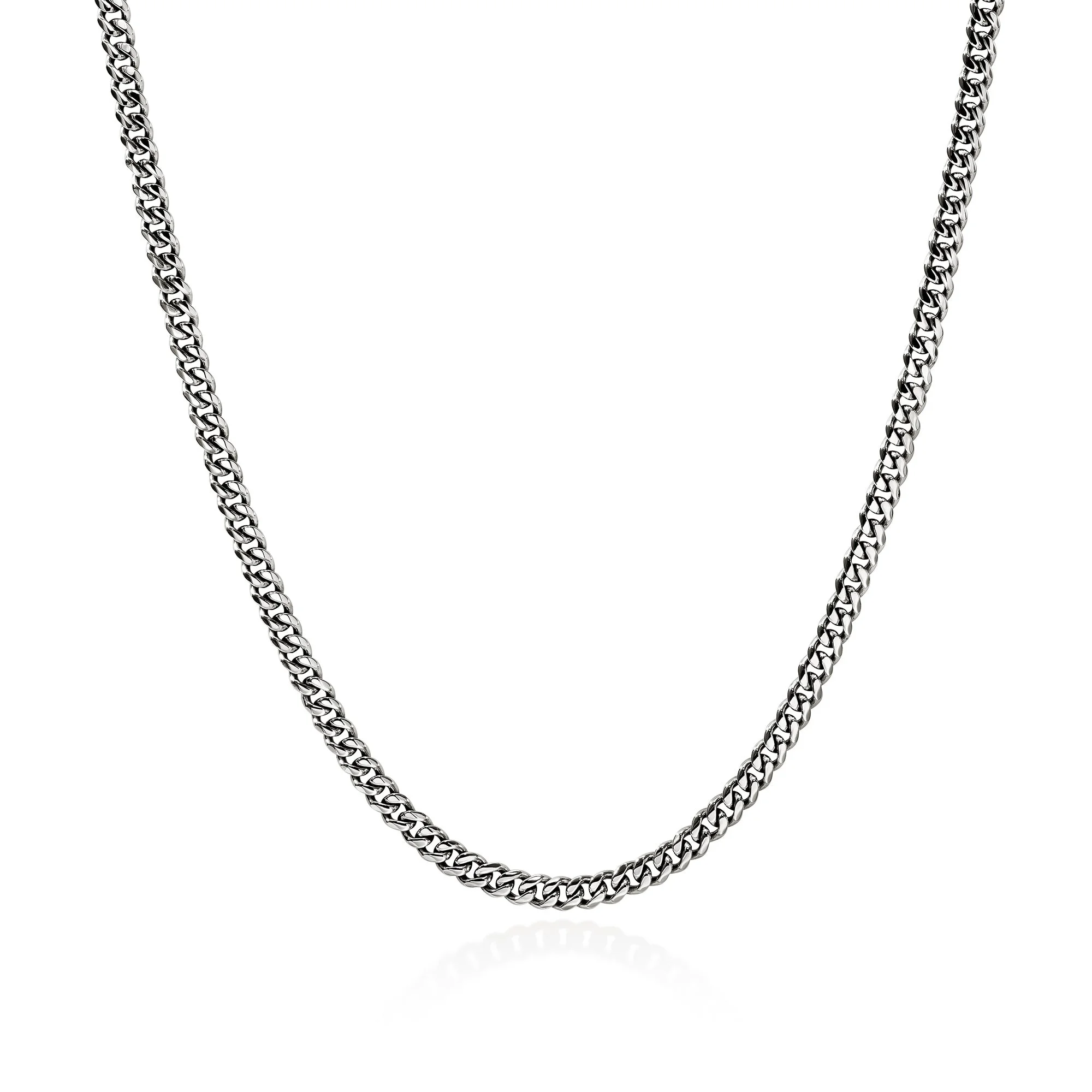 Curb Chain Necklace, Sterling Silver, 3.9MM - 1