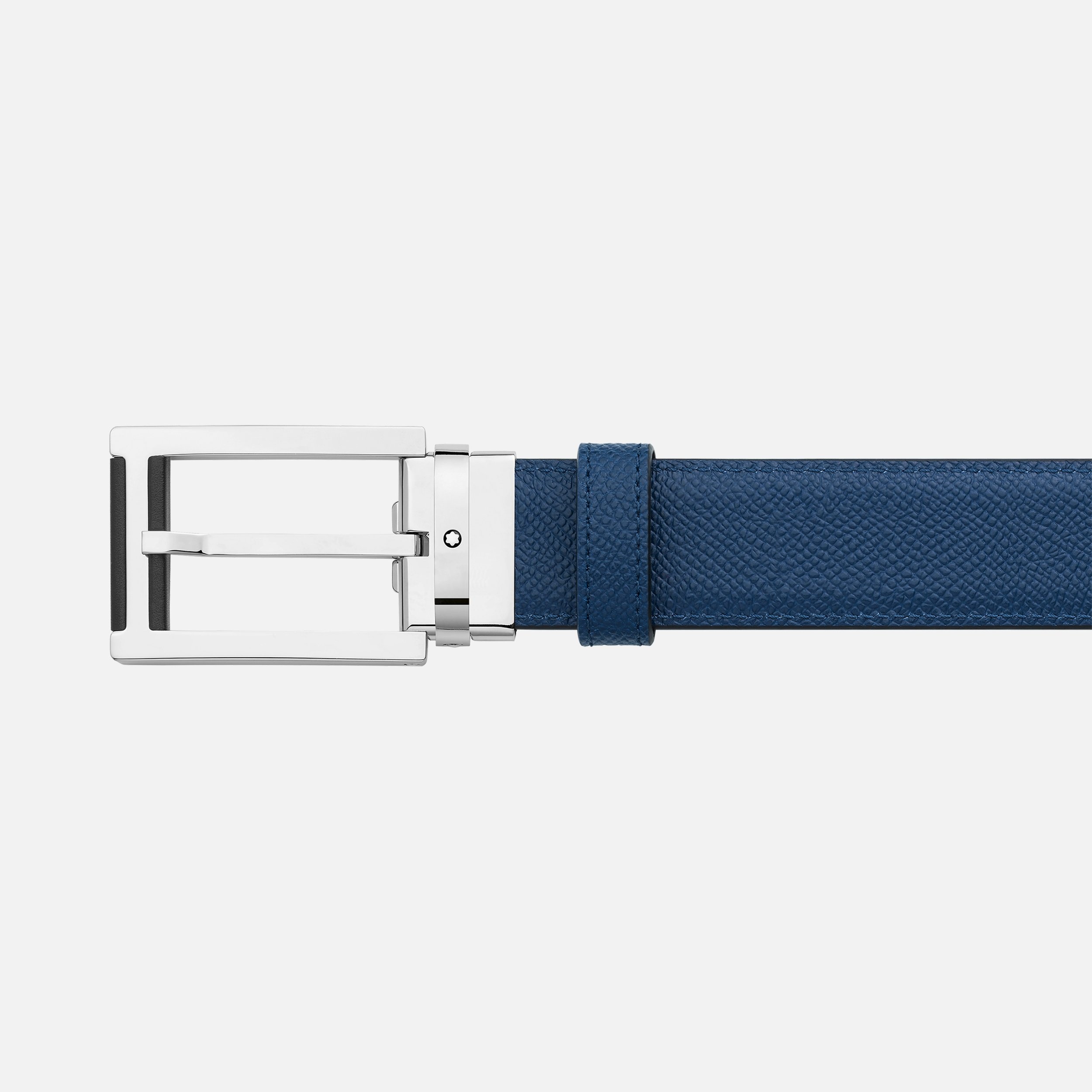 Black/blue 30 mm reversible leather belt - 3