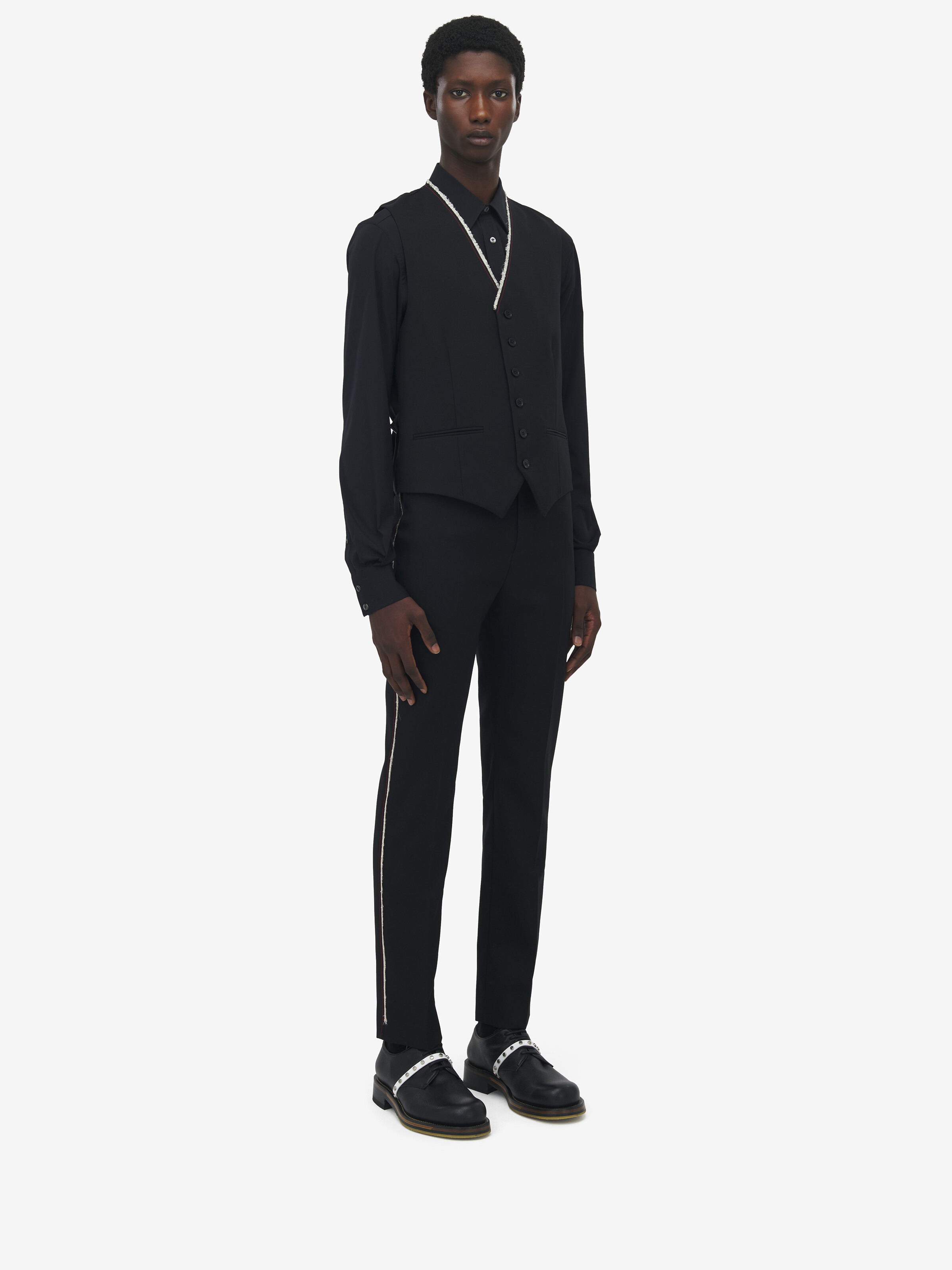 Raw Edge Canvas Waistcoat - 4