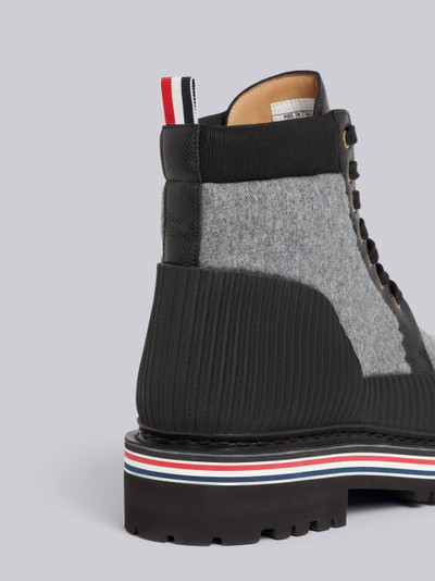 Thom Browne Medium Grey Lightweight Boiled Wool Engineered Stripe Waterproof Pu Sole All Terrain Boot outlook