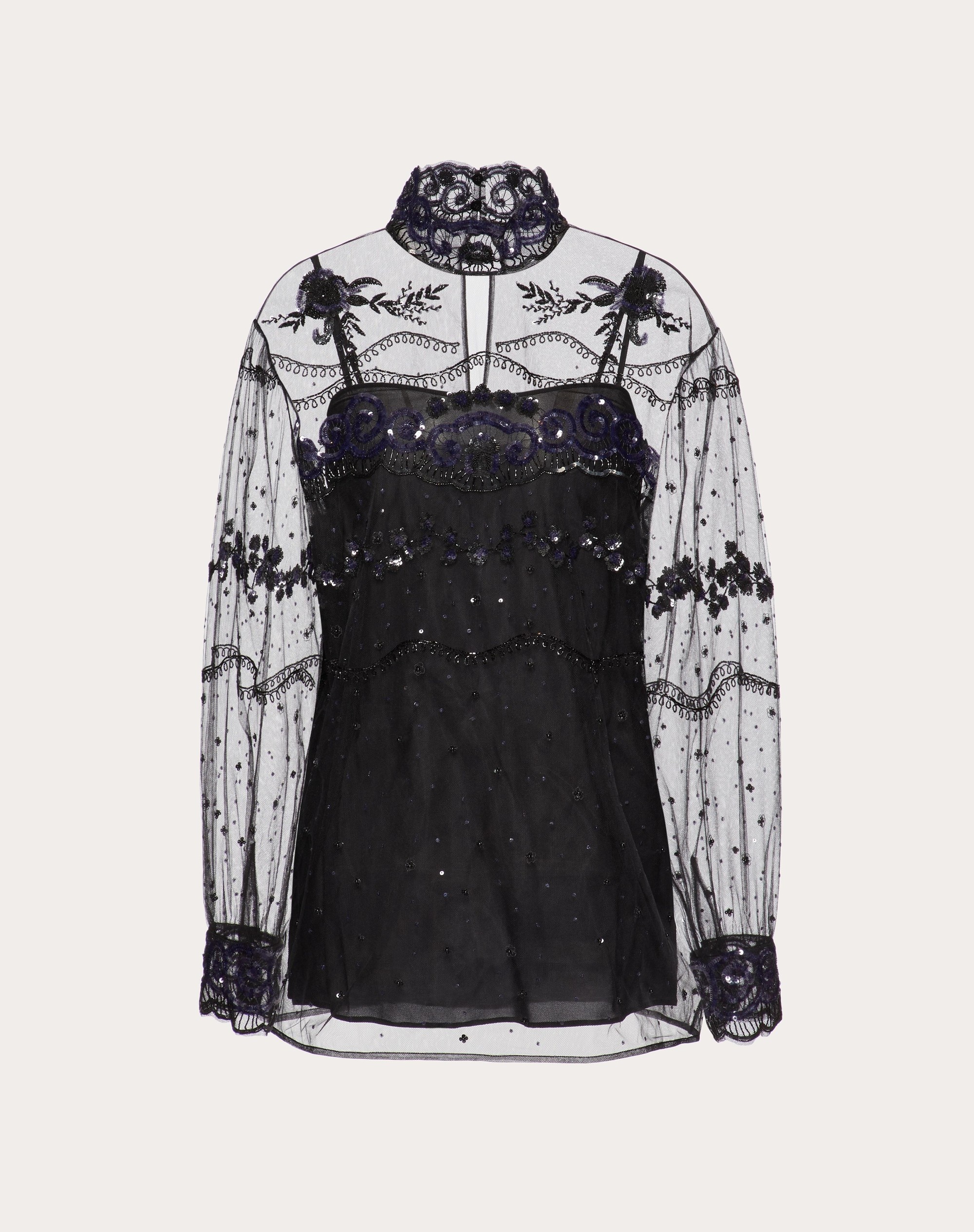 TULLE ILLUSIONE EMBROIDERED TOP - 1