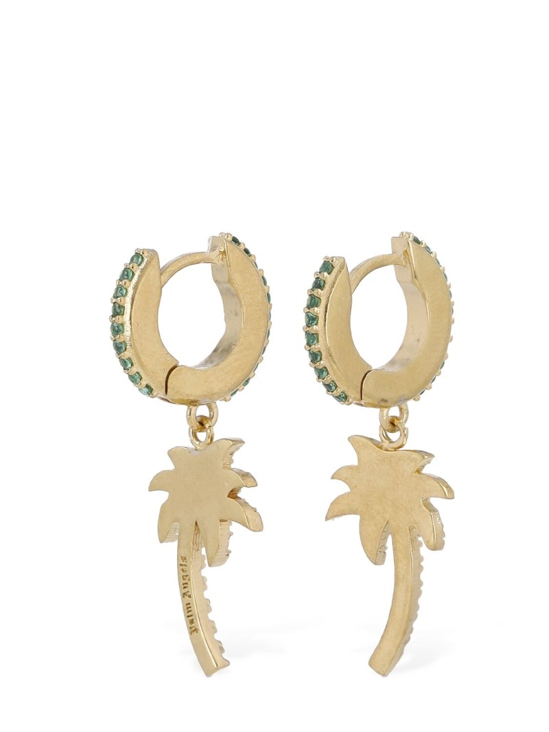 Palm crystal & brass hoop earrings - 4