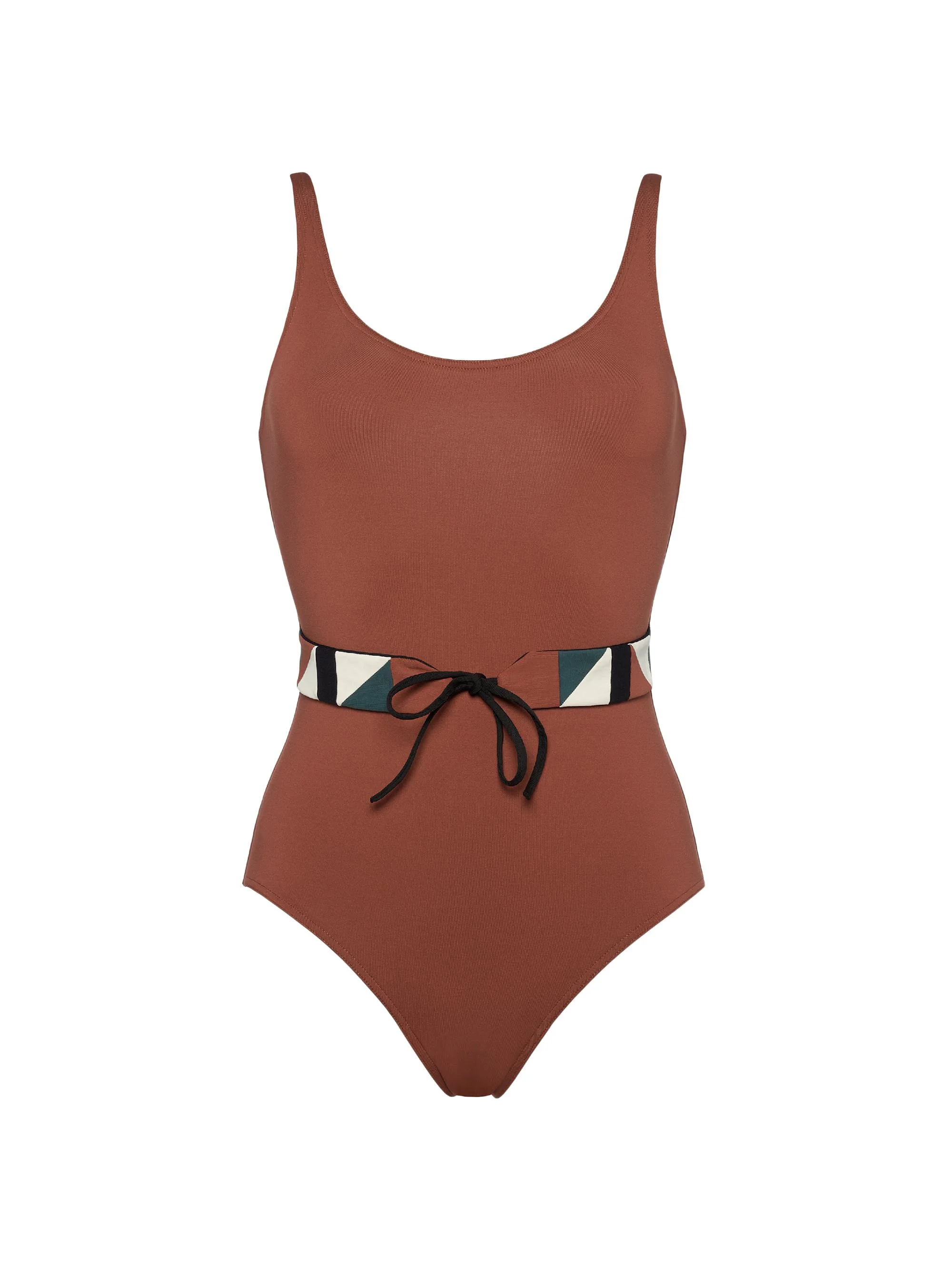 Women's Damier Belted One-Piece Swimsuit - Medina - 1