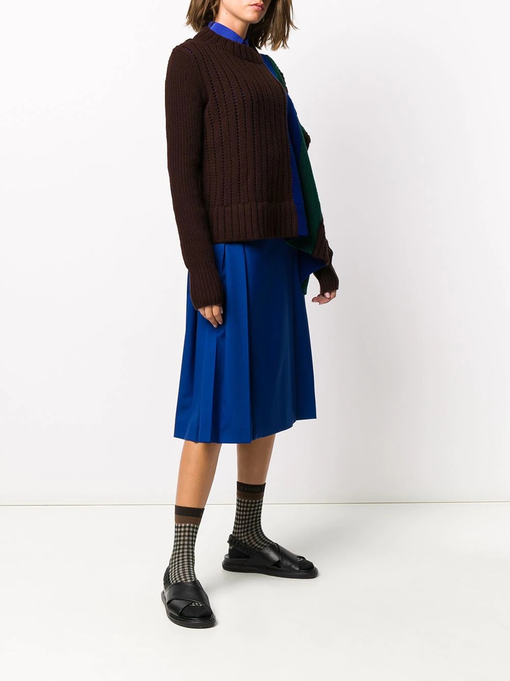 open-knit contrast panel jumper - 3