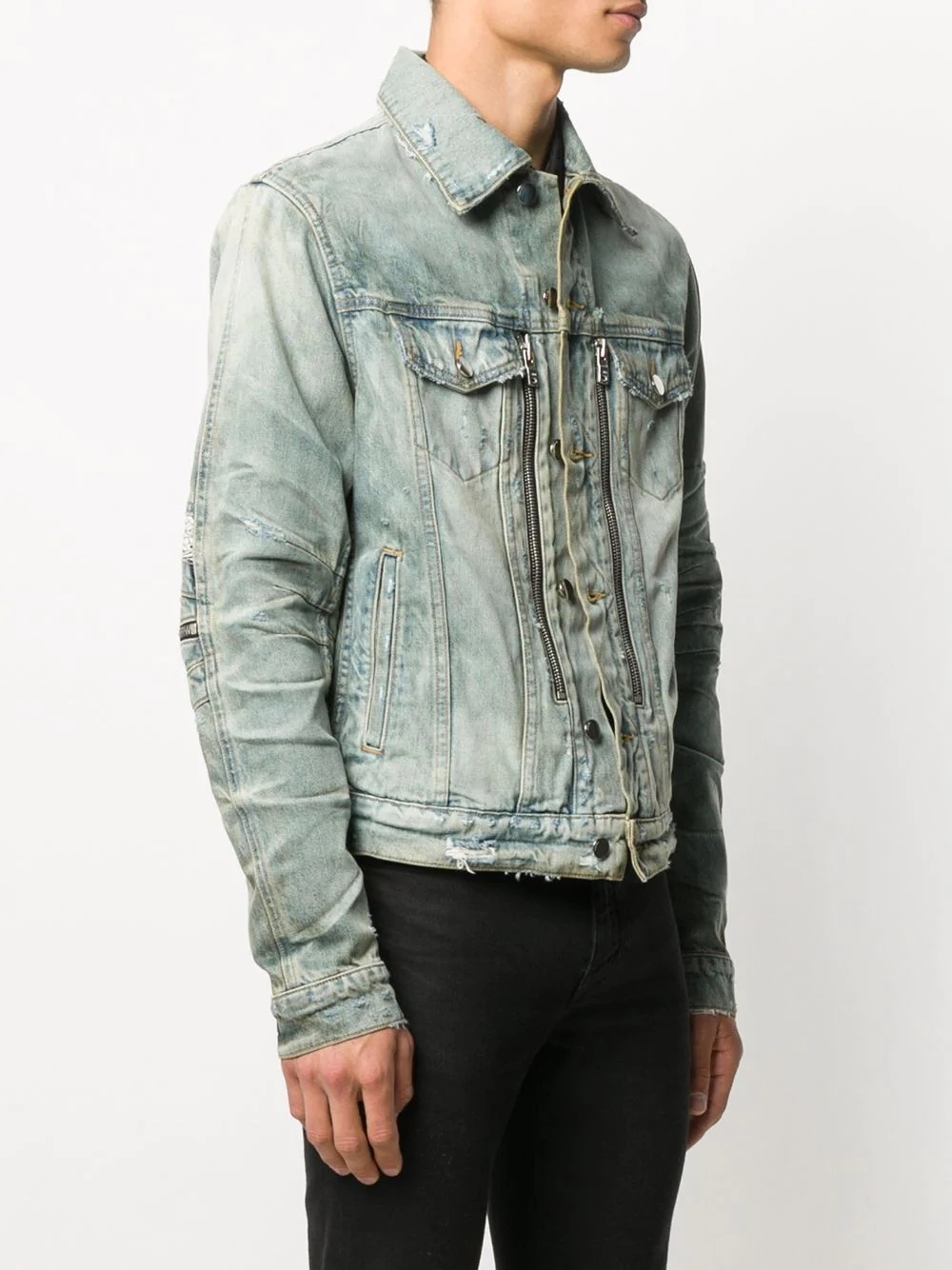 paisley-trimmed denim jacket - 3