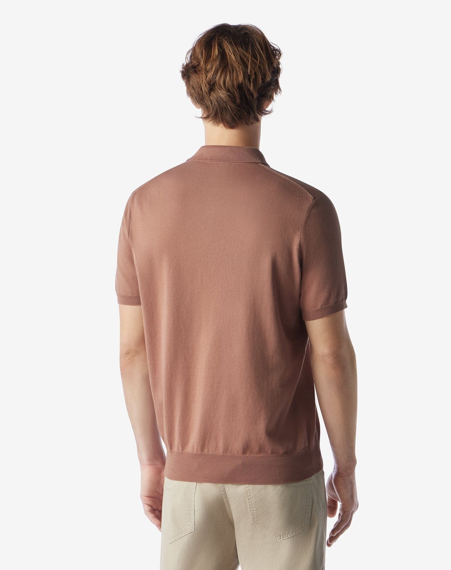 Burnt earth zip-up Pima cotton polo shirt - 3