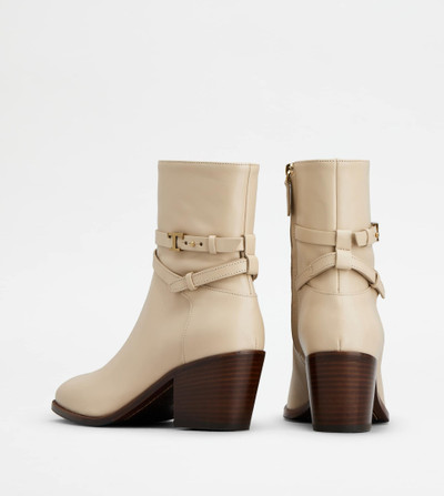 Tod's ANKLE BOOTS IN LEATHER - BEIGE outlook