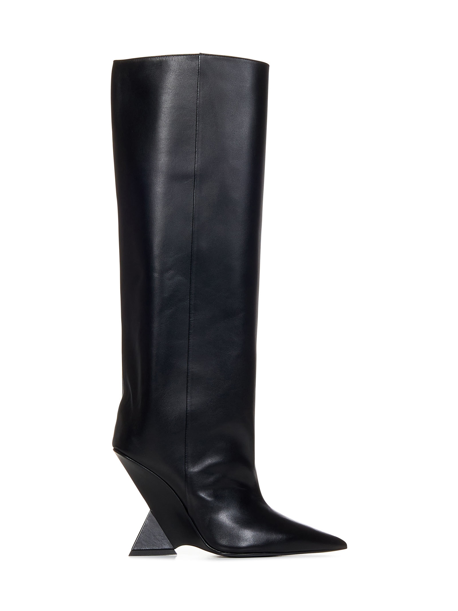 'Cheope' tube boot in black calf leather with pyramidal wedge. - 1