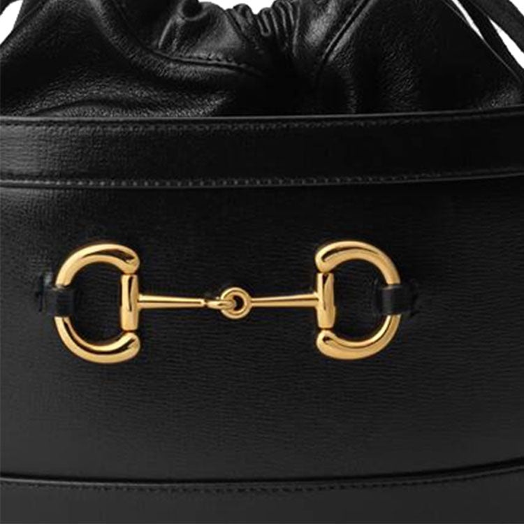 (WMNS) Gucci Horsebit 1955 Drawstring Bucket Bag 'Black' 602118-1DBLG-1000 - 8