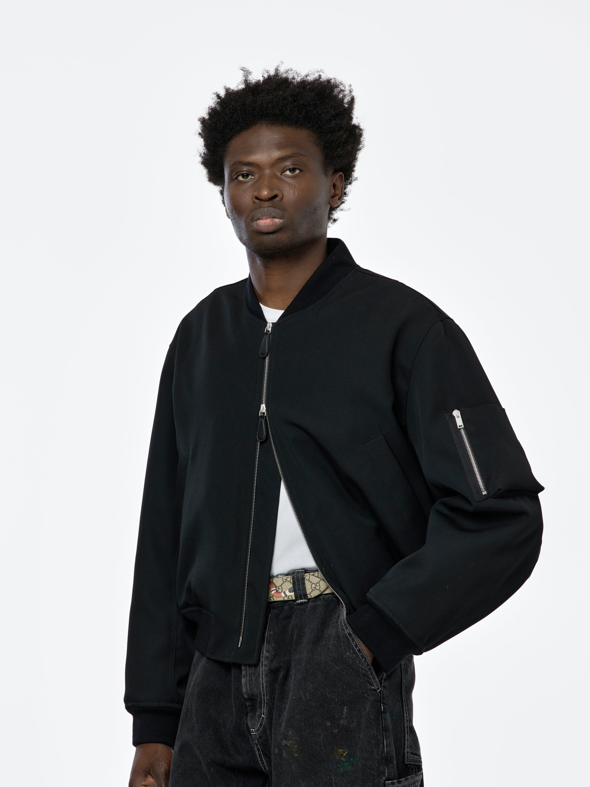 RIB COLLAR BLOUSON JACKET (BLACK) - 4