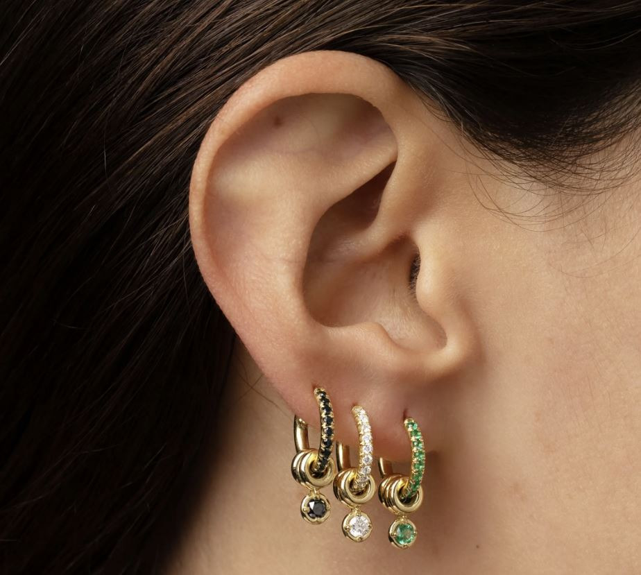 Zahra 18K Gold Diamond Pavé Hoop Earrings - 3