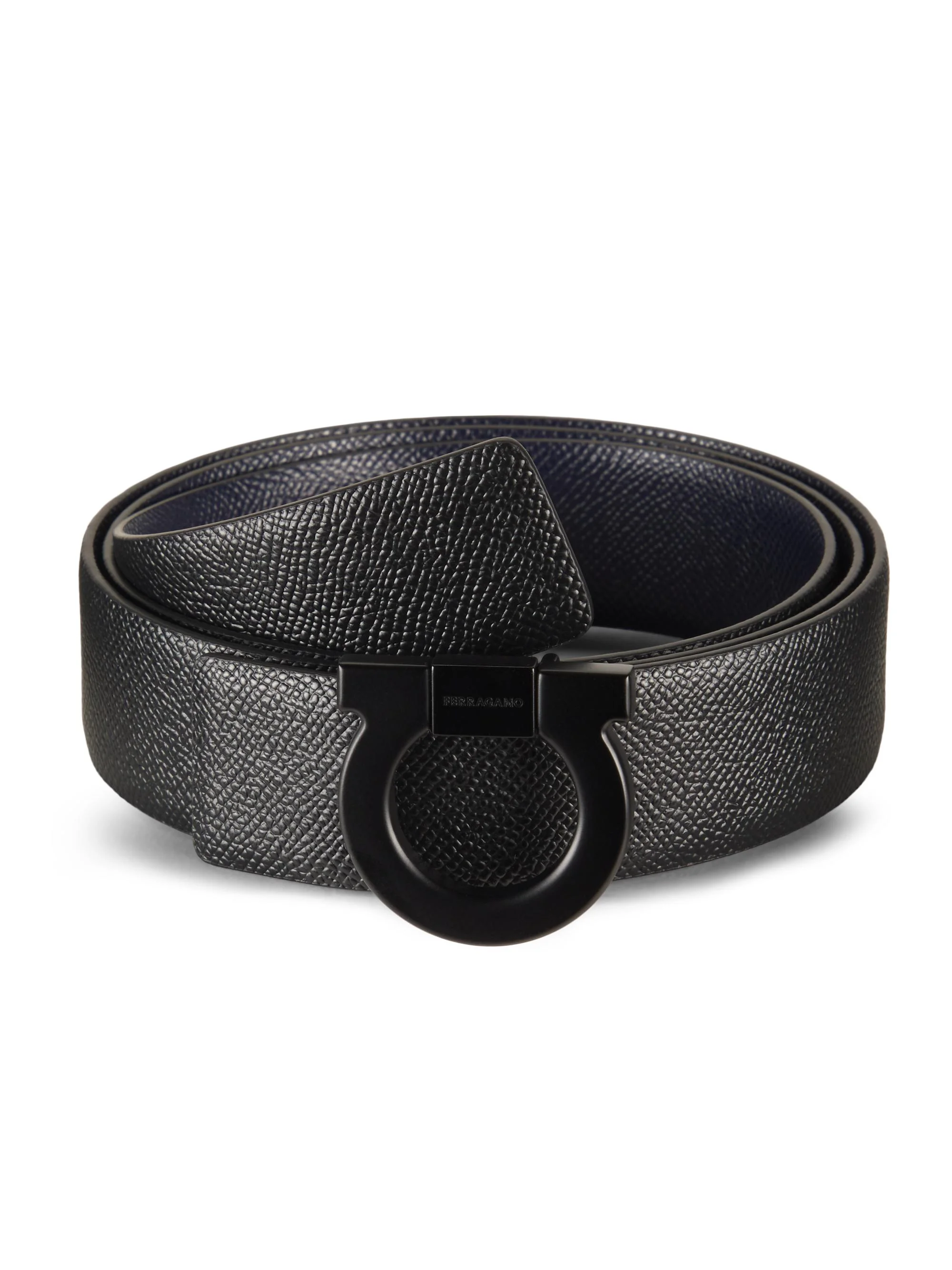 Men's Fixed Reversible Gancini Belt - Nero Midnight - 1