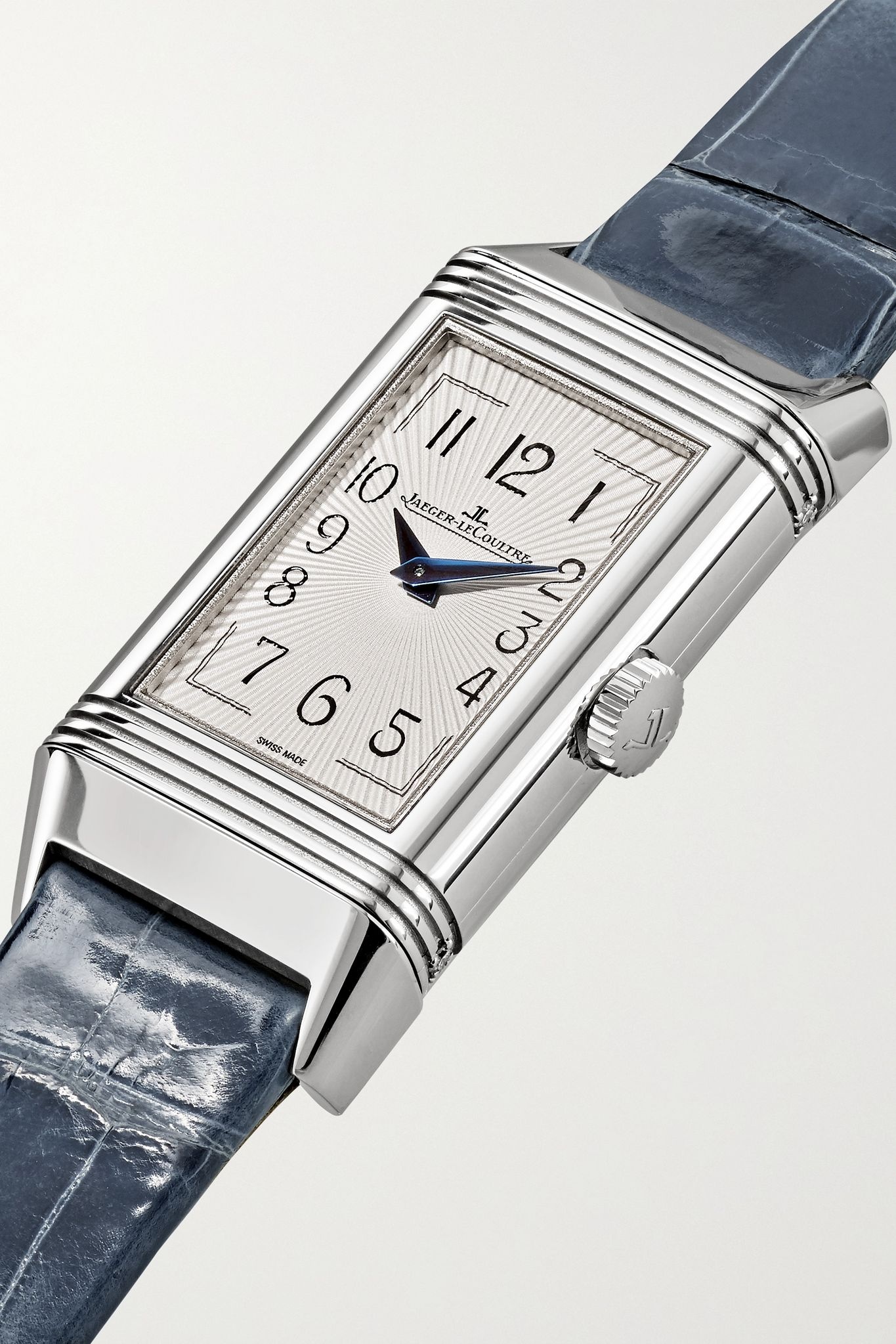 Reverso One Duetto Moon Hand-Wound Moon-Phase 20mm stainless steel, alligator and diamond watch - 2