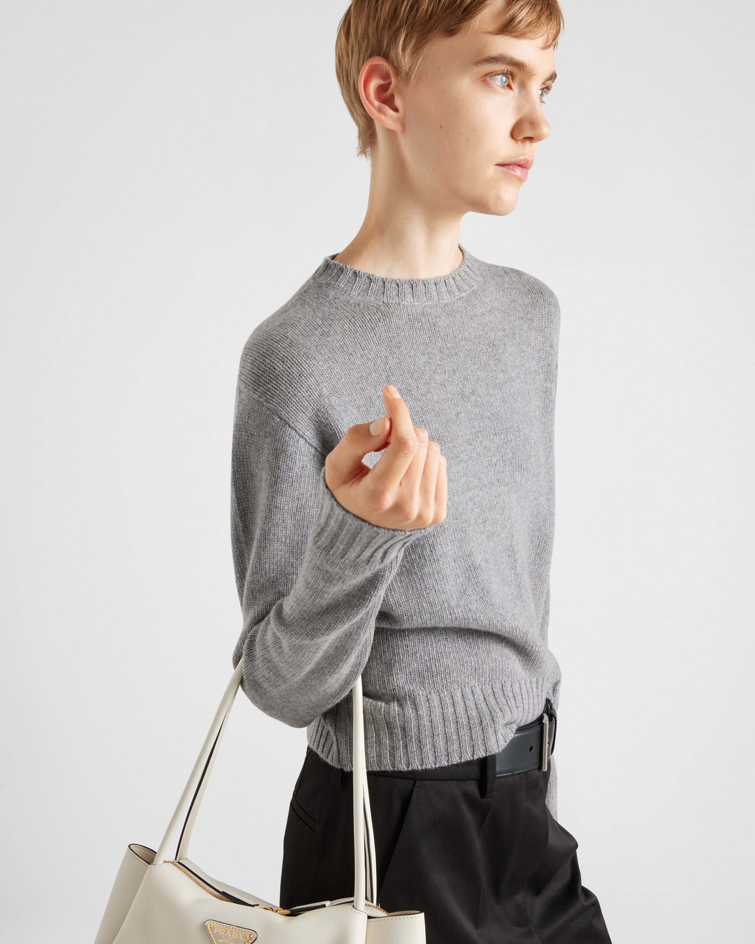 Ribbed knit cashmere sweater - 3