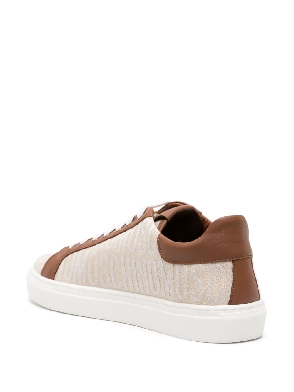 embroidered-logo panelled-leather sneakers - 3