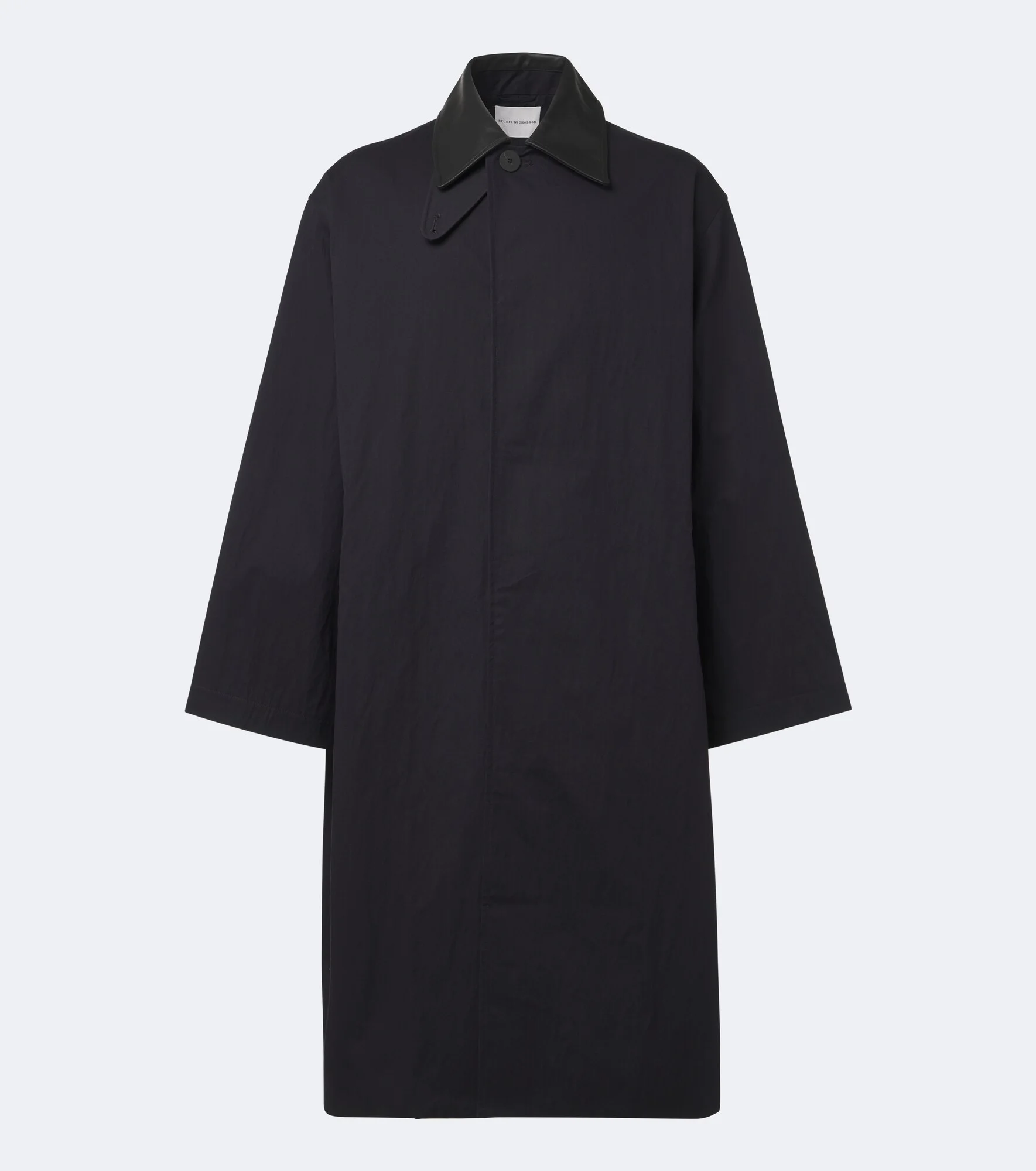 Revere leather-trimmed cotton-blend trench coat - 1