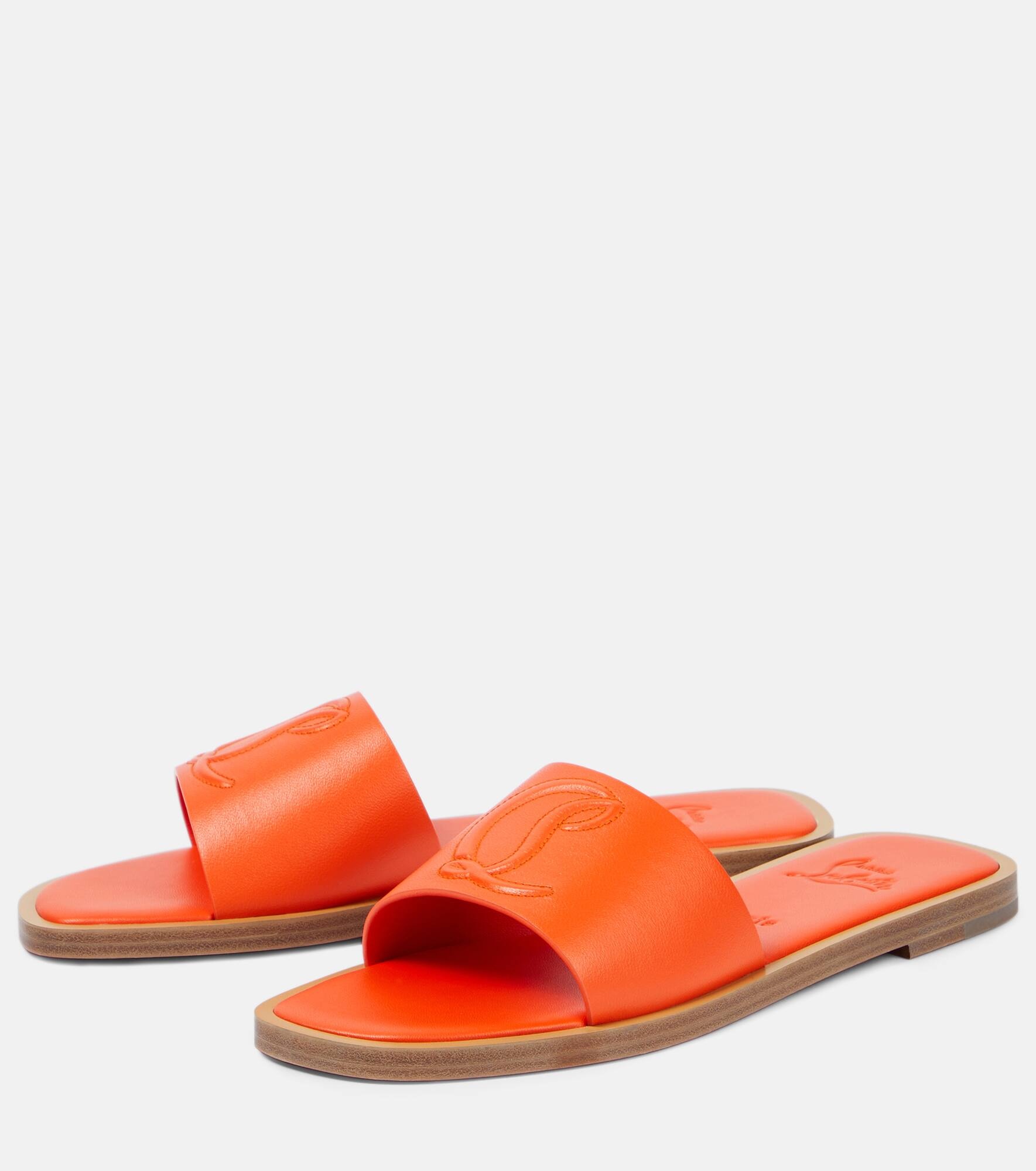 CL embossed leather mules - 5