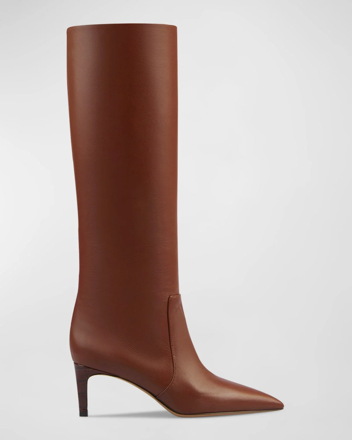 Knee-High Leather Stiletto Boots - 1