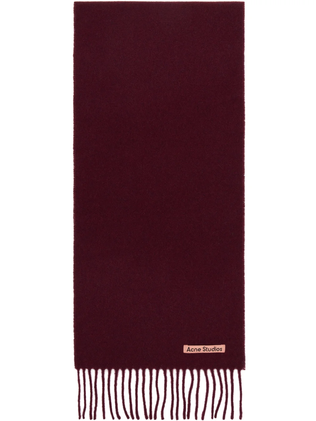 Burgundy Fringed Wool Scarf - 1