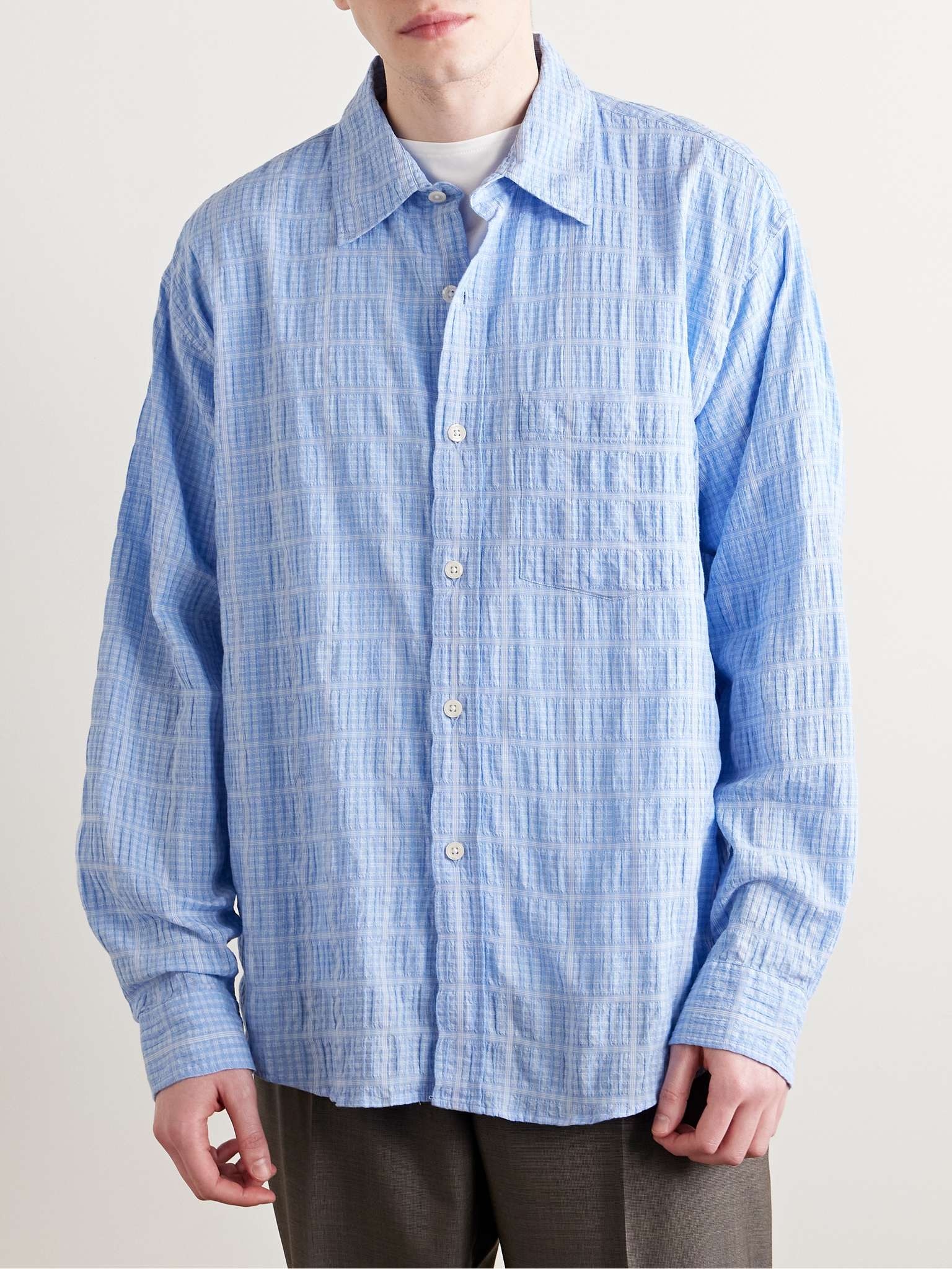 Executive Checked Cotton-Seersucker Shirt - 3