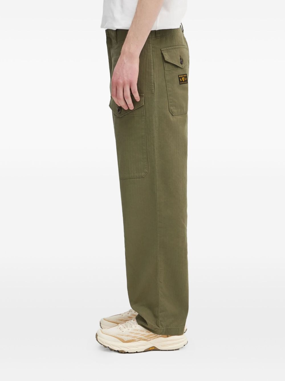 patch-pocket herringbone trousers - 2