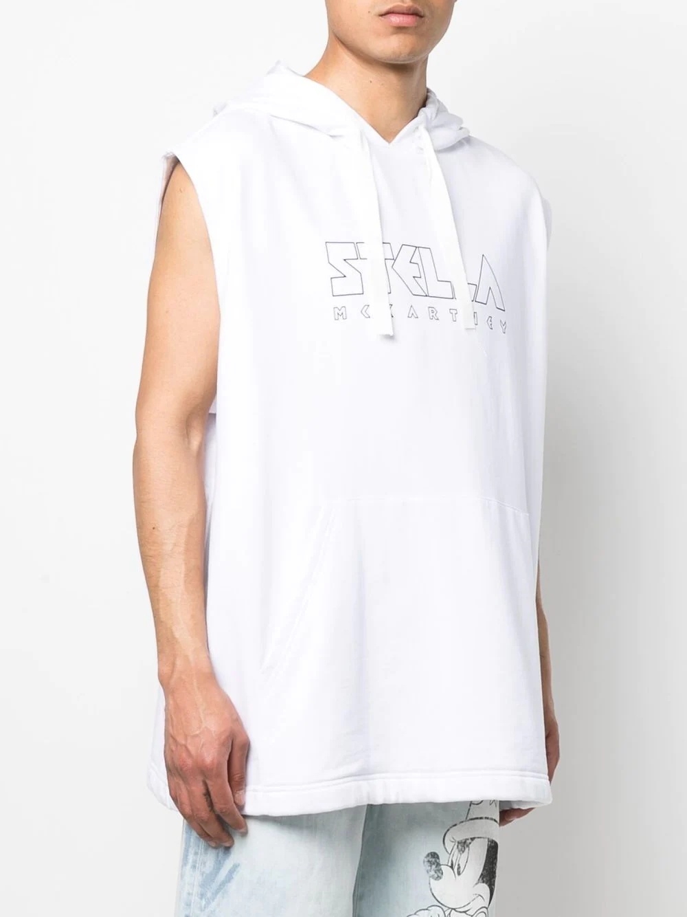 logo-print oversized sleeveless hoodie - 4