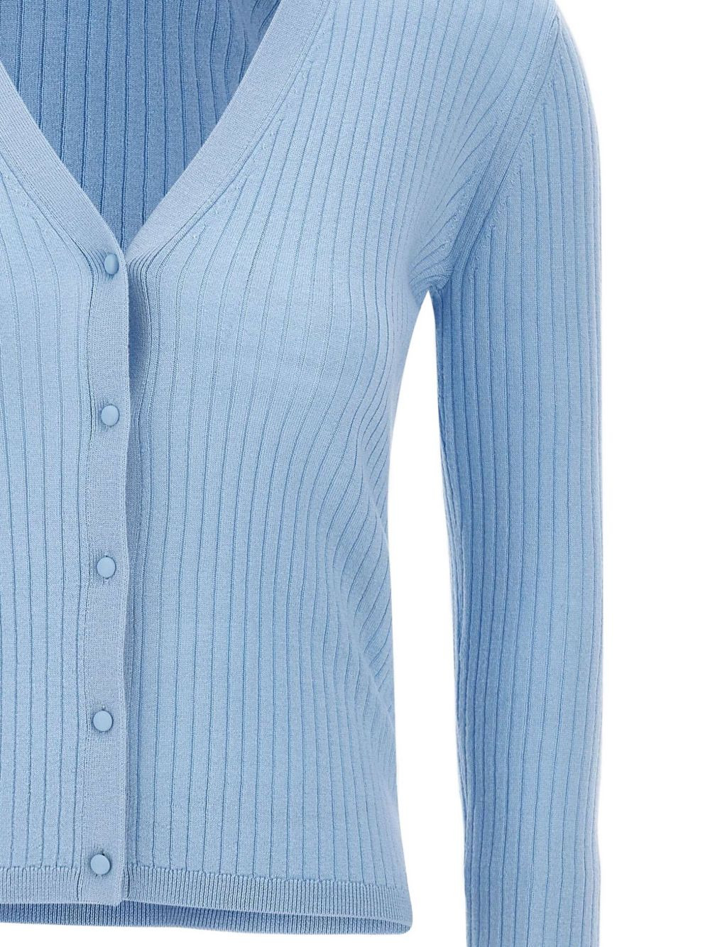 ribbed V-neck cardigan - 4