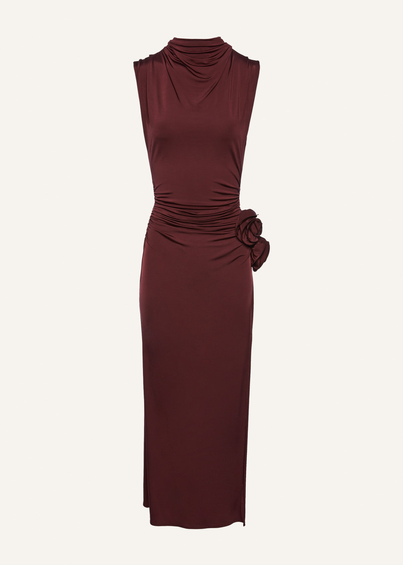 magda butrym burgundy dress Magda Butrym Burgundy Rose Back Slit Midi Dress Burgundy / (FR)40 main image 1