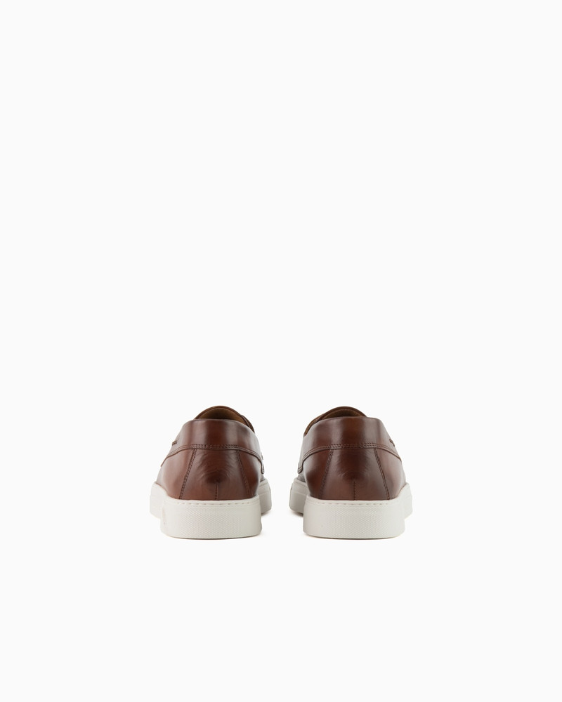 EMPORIO ARMANI DAPPLED LEATHER BOAT SHOES outlook