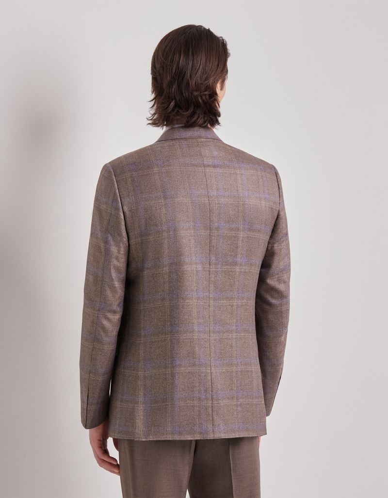 WALNUT AND LILAC SILK AND CASHMERE REGULAR-FIT OVERCHECK JACKET 4
