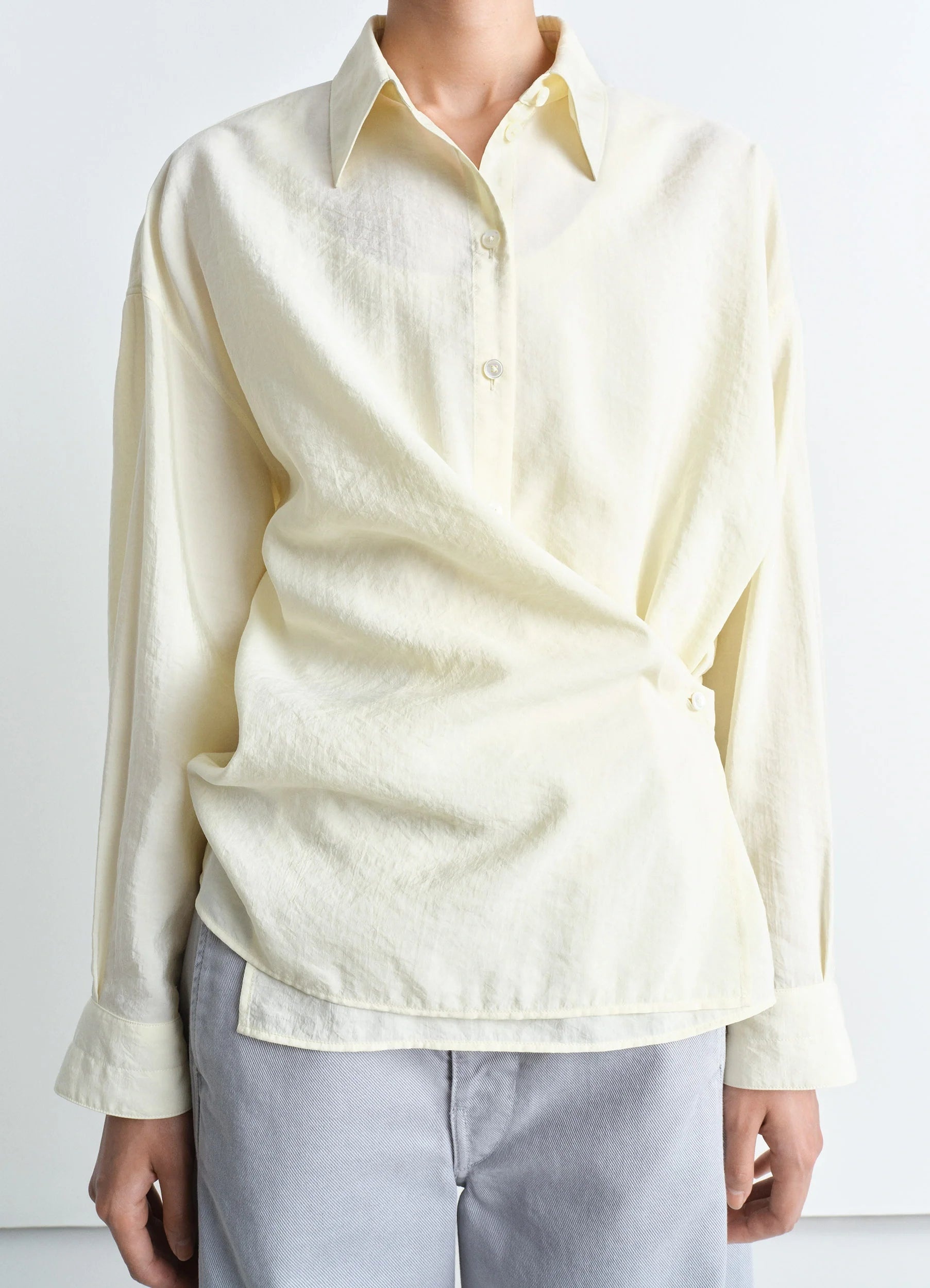 STRAIGHT COLLAR TWISTED SHIRT - 2