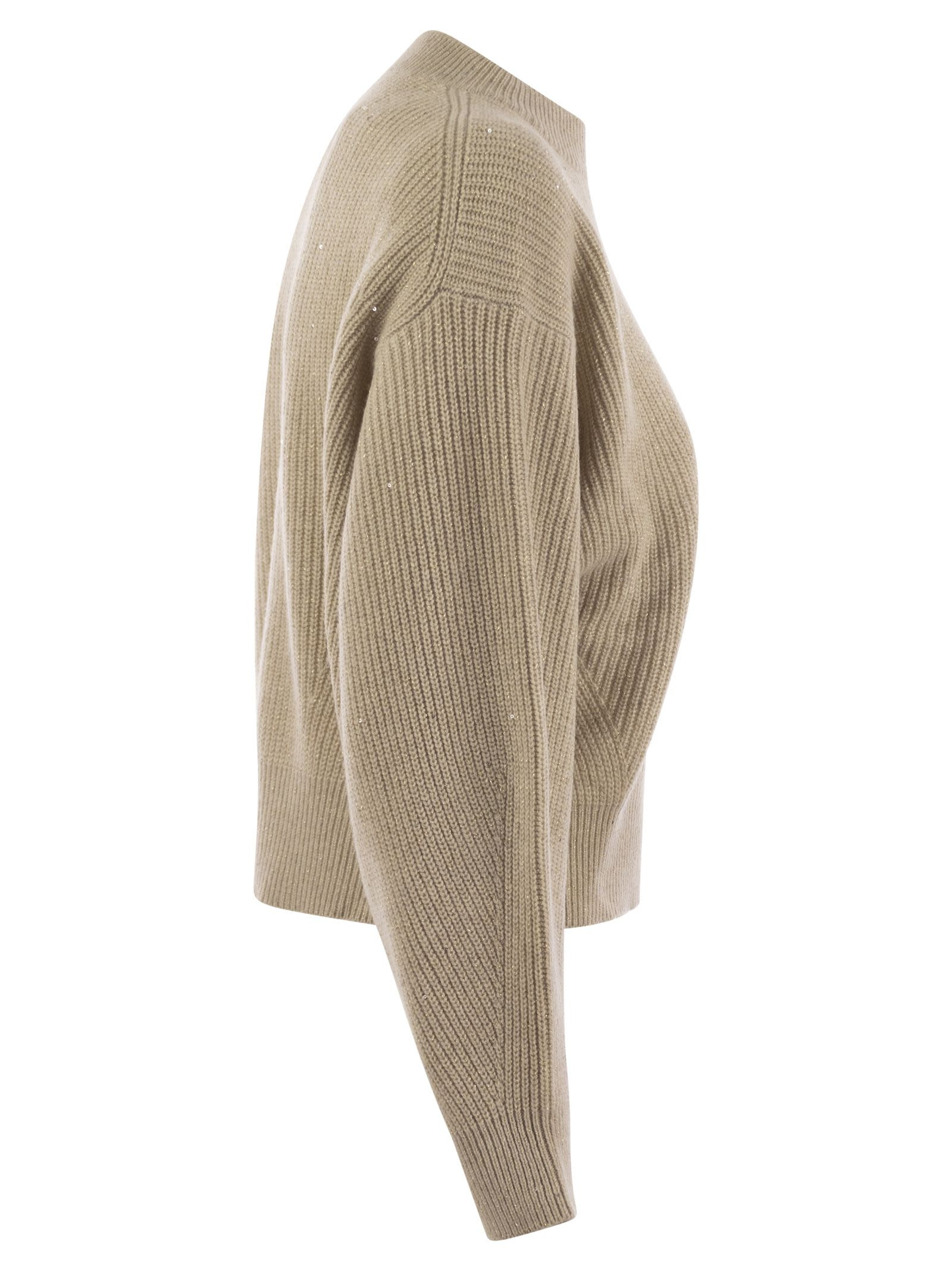 Brunello Cucinelli Women Dazzling Ribbed Sweater In Cashmere And Wool - 3