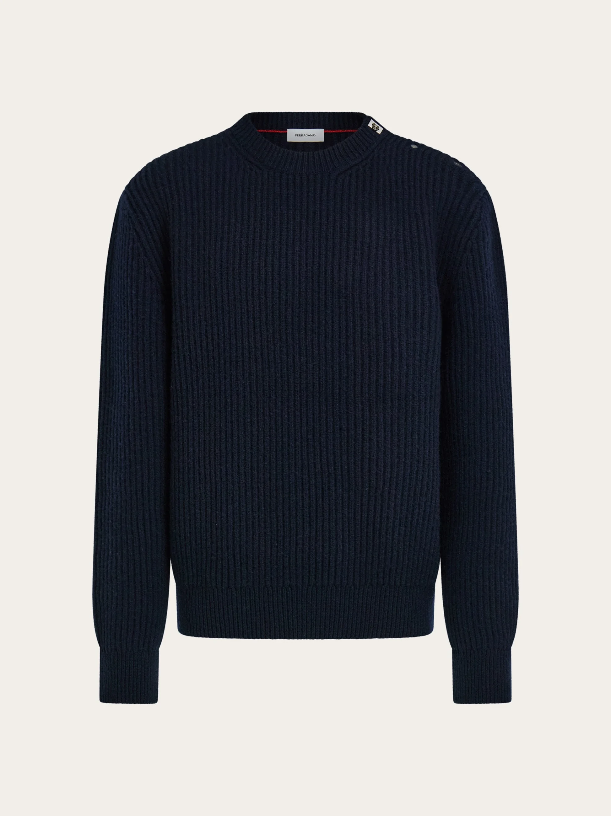 Rib knit crew neck sweater with Hug buckle detail - 1
