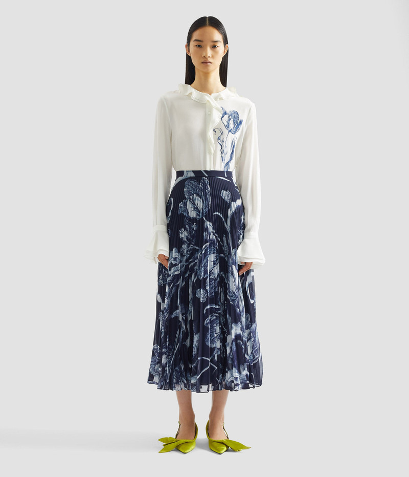 FLORAL PRINT CREPE DE CHINE LONG SLEEVE SHIRT 4