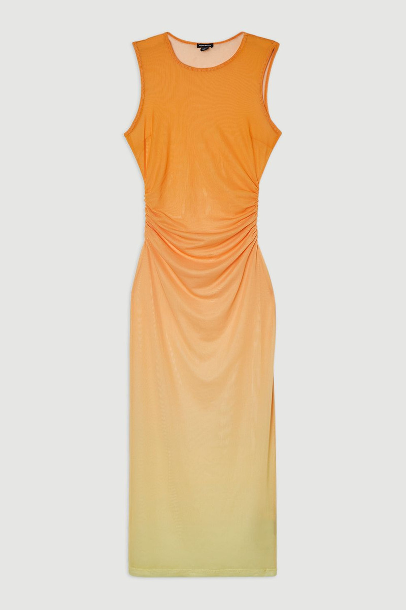 Ombre Mesh Ruched Beach Dress 4