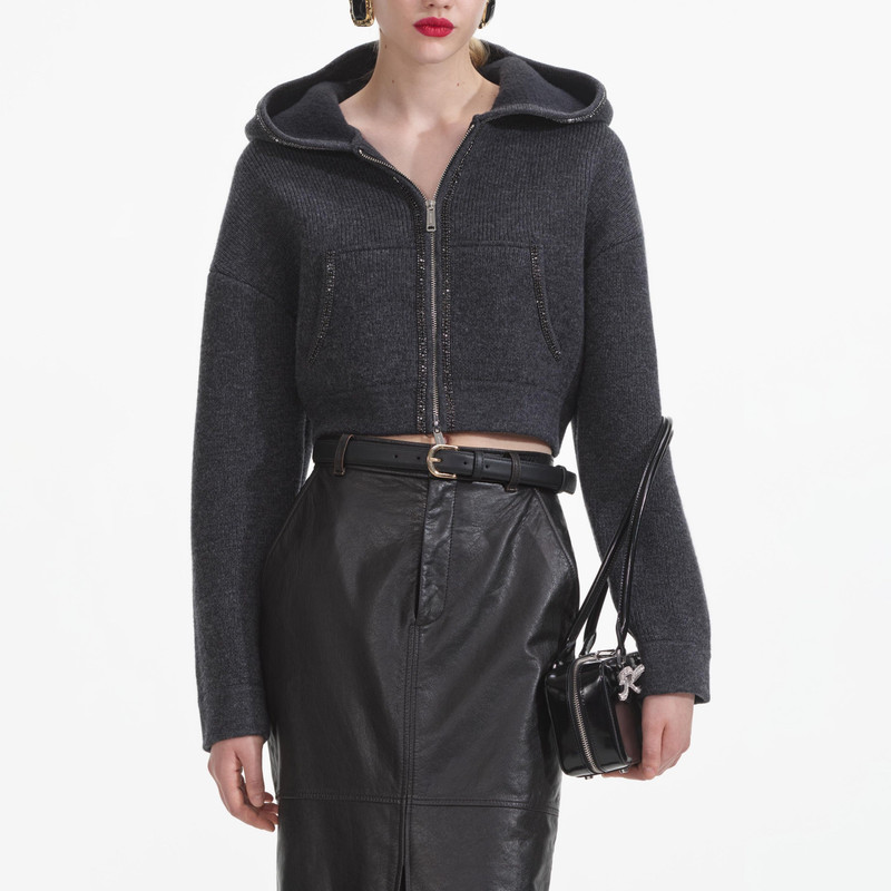 Grey Knit Cropped Hoodie 4