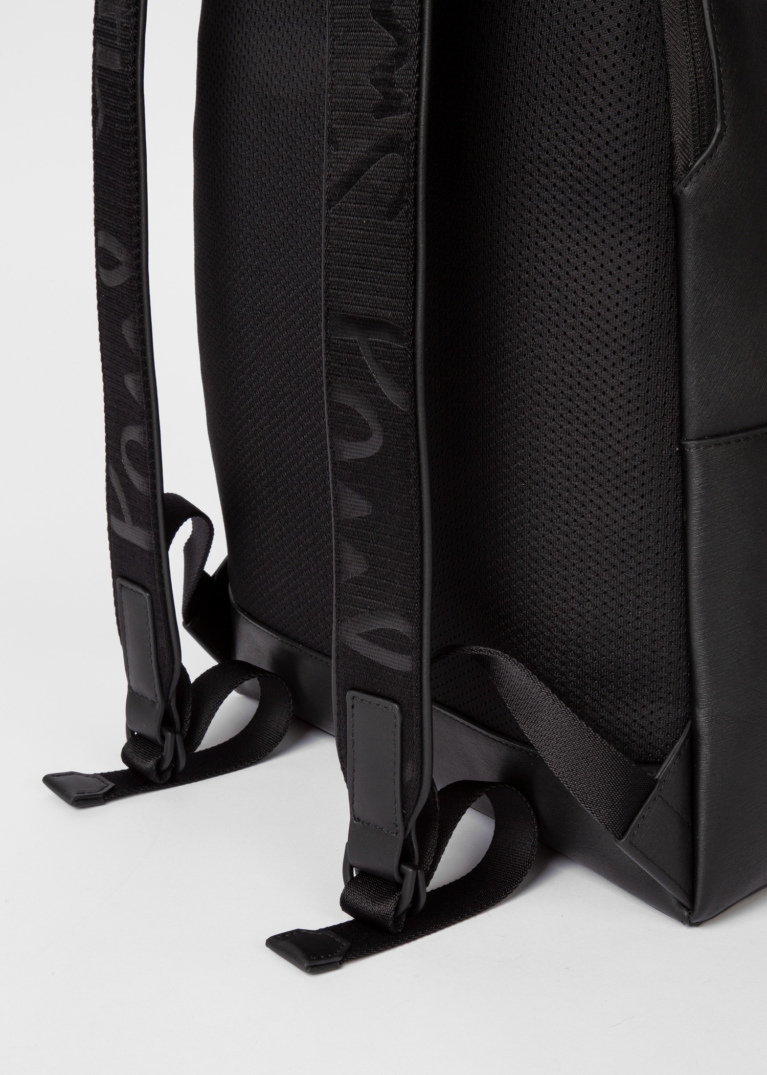 Black Embossed Leather Backpack - 5
