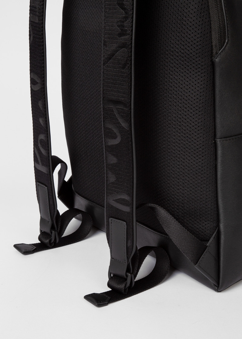 Black Embossed Leather Backpack 5
