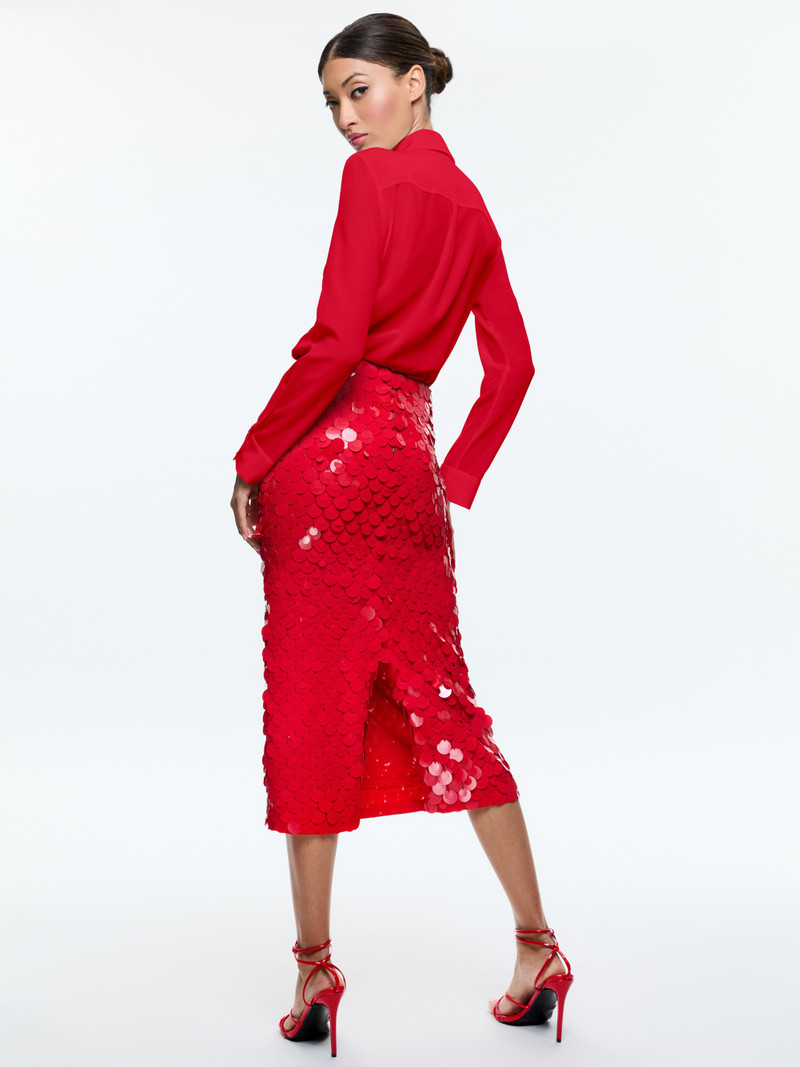 Alice + Olivia FIFI EMBELLISHED MIDI SKIRT outlook