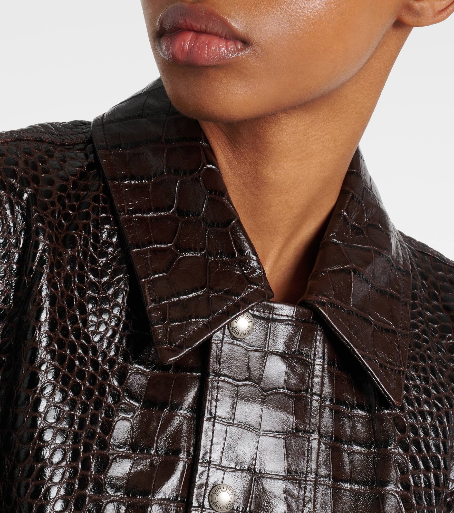 Croc-effect leather jacket - 4