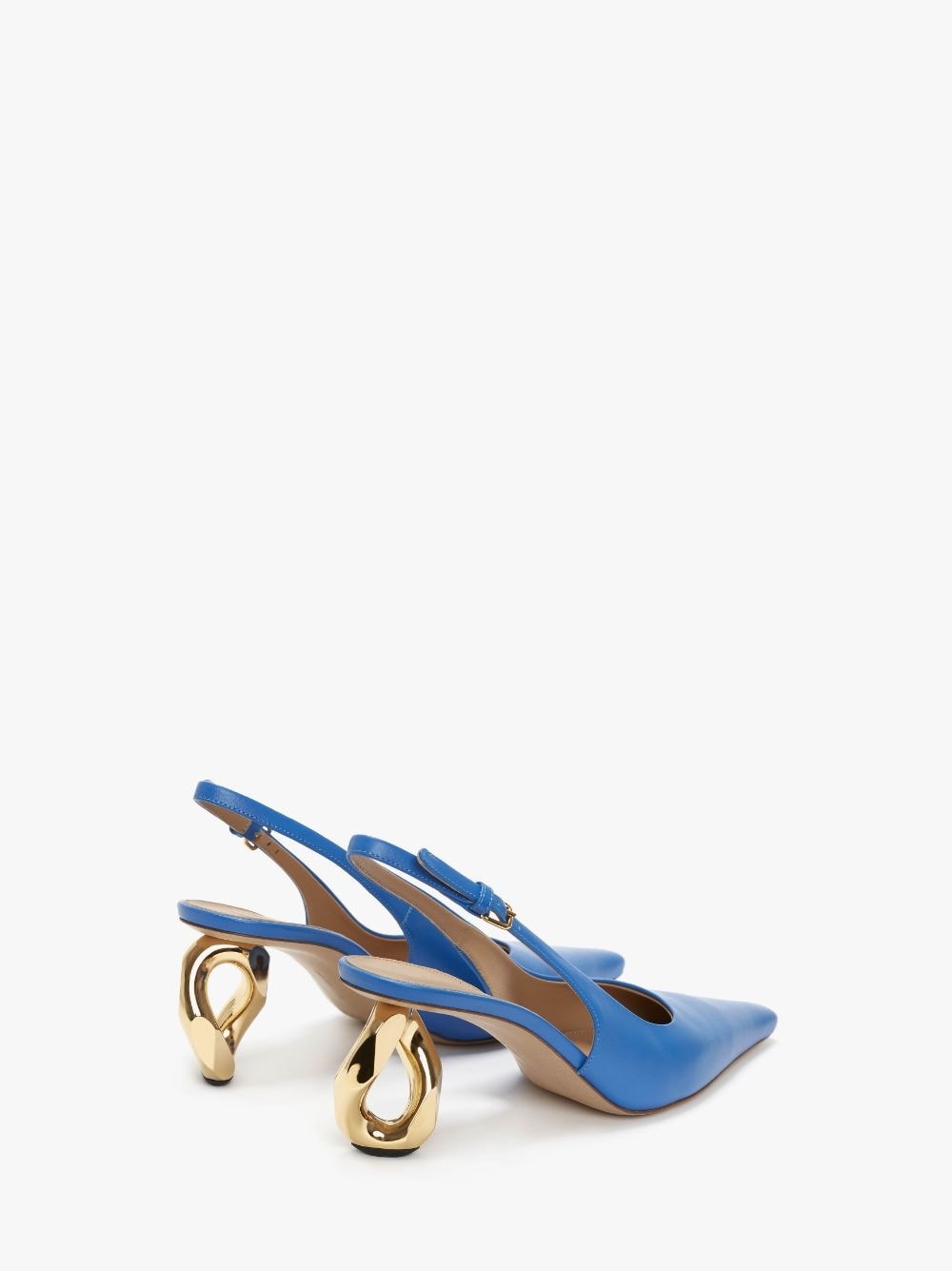 CHAIN HEEL LEATHER SLINGBACK SANDALS - 3