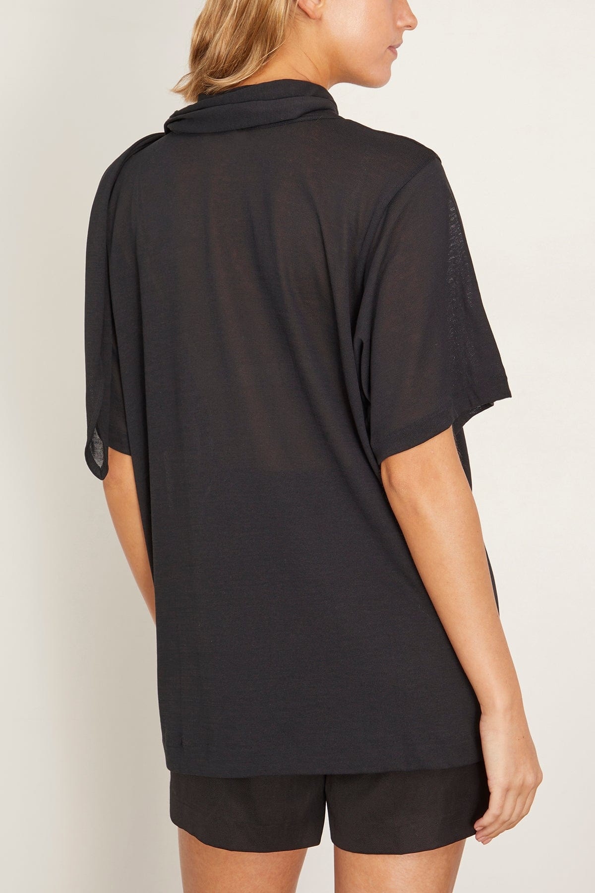 Ludo Sheer Organic Cotton Crepe Tee in Black - 4