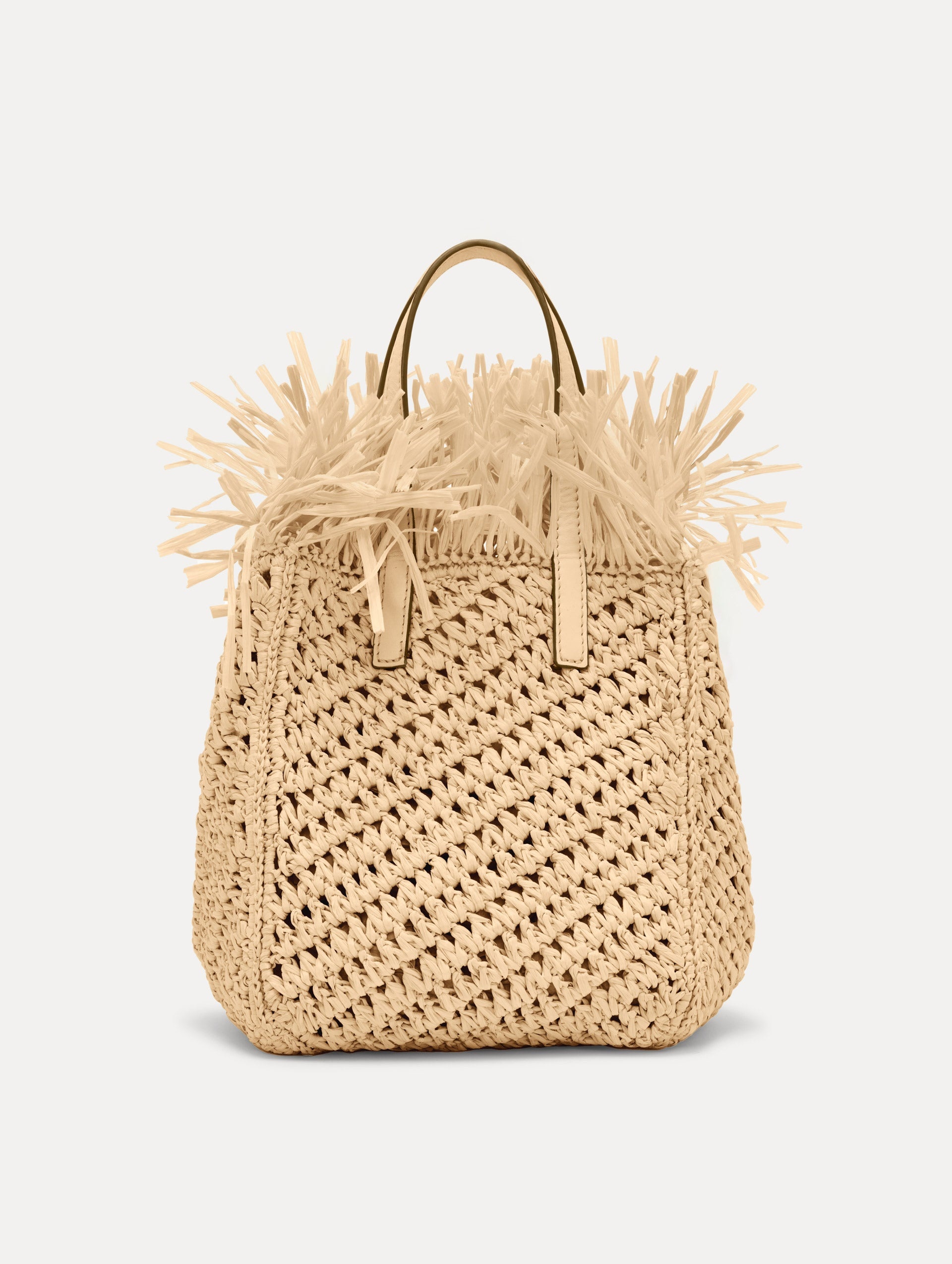 SMALL RAFFIA CROCHET SQUARE TOTE - 3