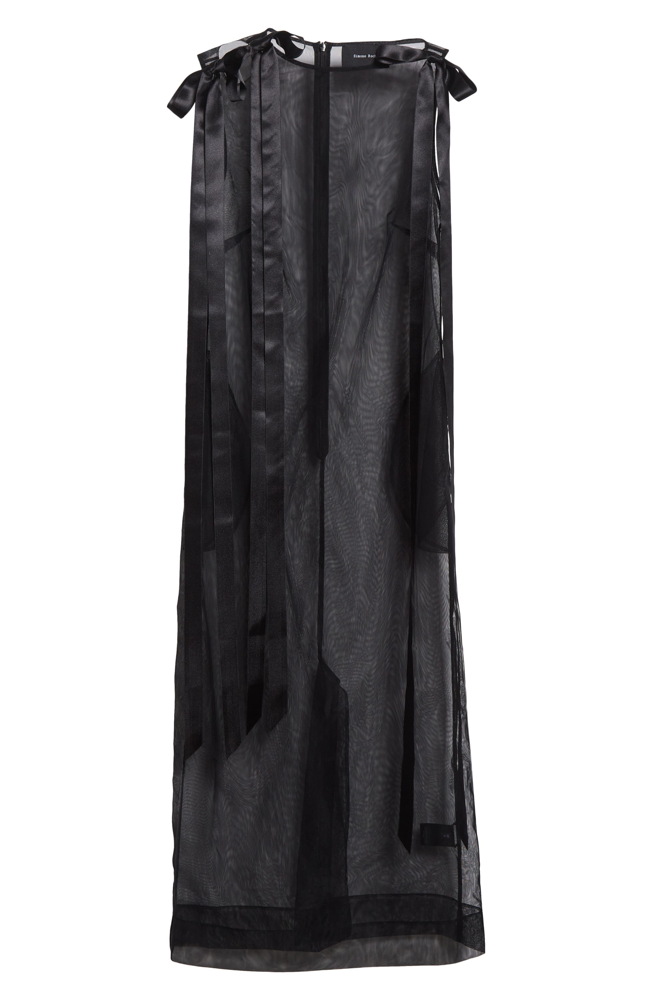 Simone Rocha Bow Detail Sheer Tulle Midi Dress in Black at Nordstrom - 7