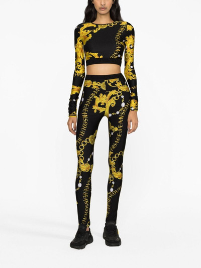 VERSACE JEANS COUTURE chain-print logo-waistband leggings outlook