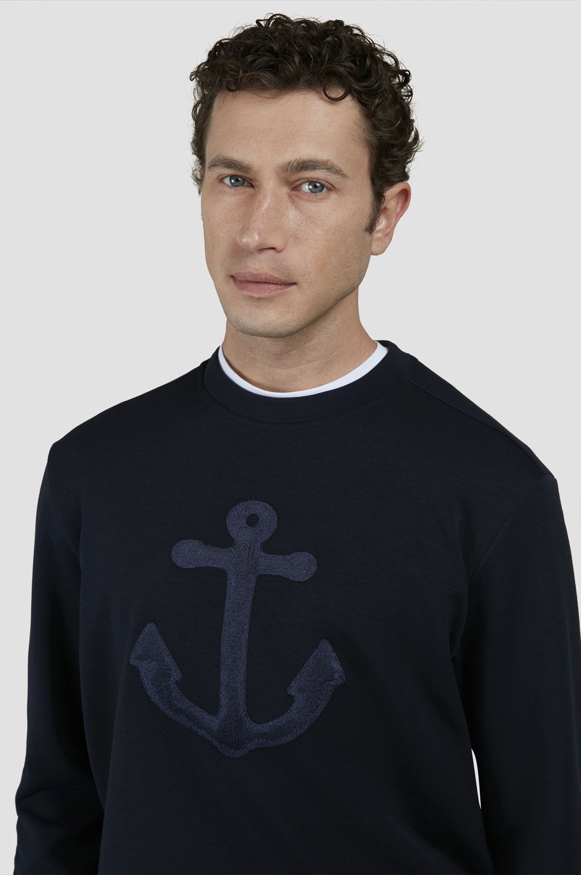 ACTIVE FLEECE COTTON SWEATSHIRT WITH ANCHOR EMBROIDERY - 4
