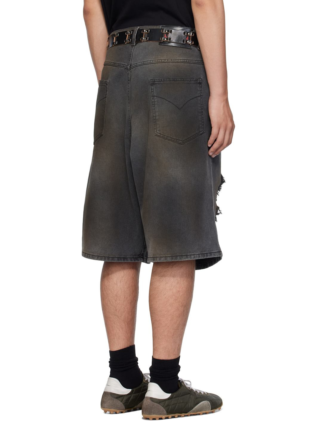 Gray Kriss Kross Denim Shorts - 3