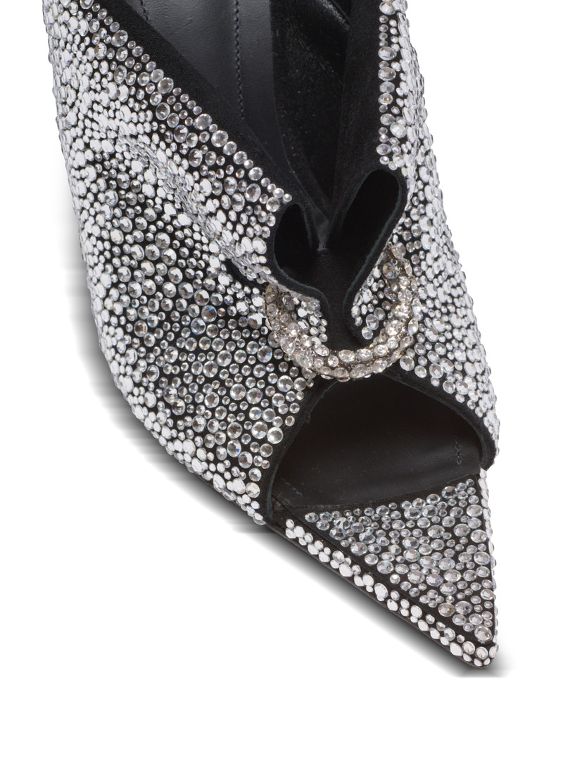 Suede and rhinestone mules with front piercing 5