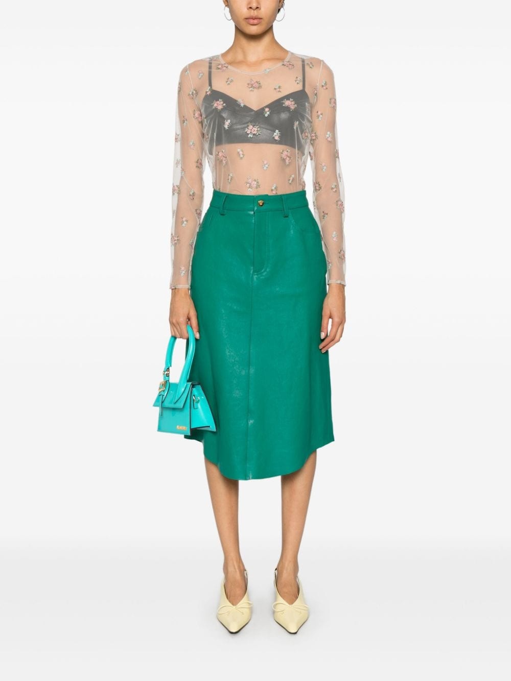 debossed-logo midi skirt - 2