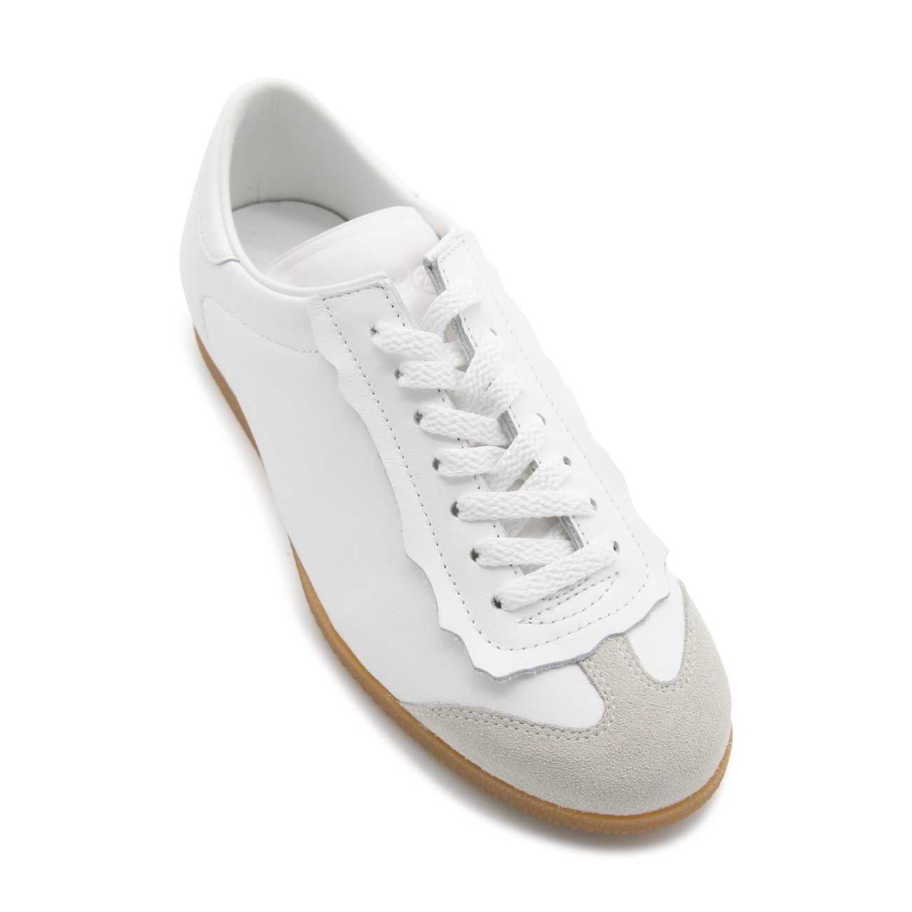white leather and suede sneakers - 4